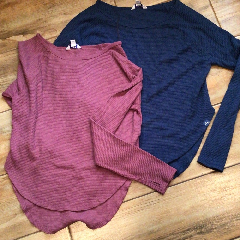 JoyLab pair of pants Women's Ribbed Long Sleeve Top - Mauve and Navy
